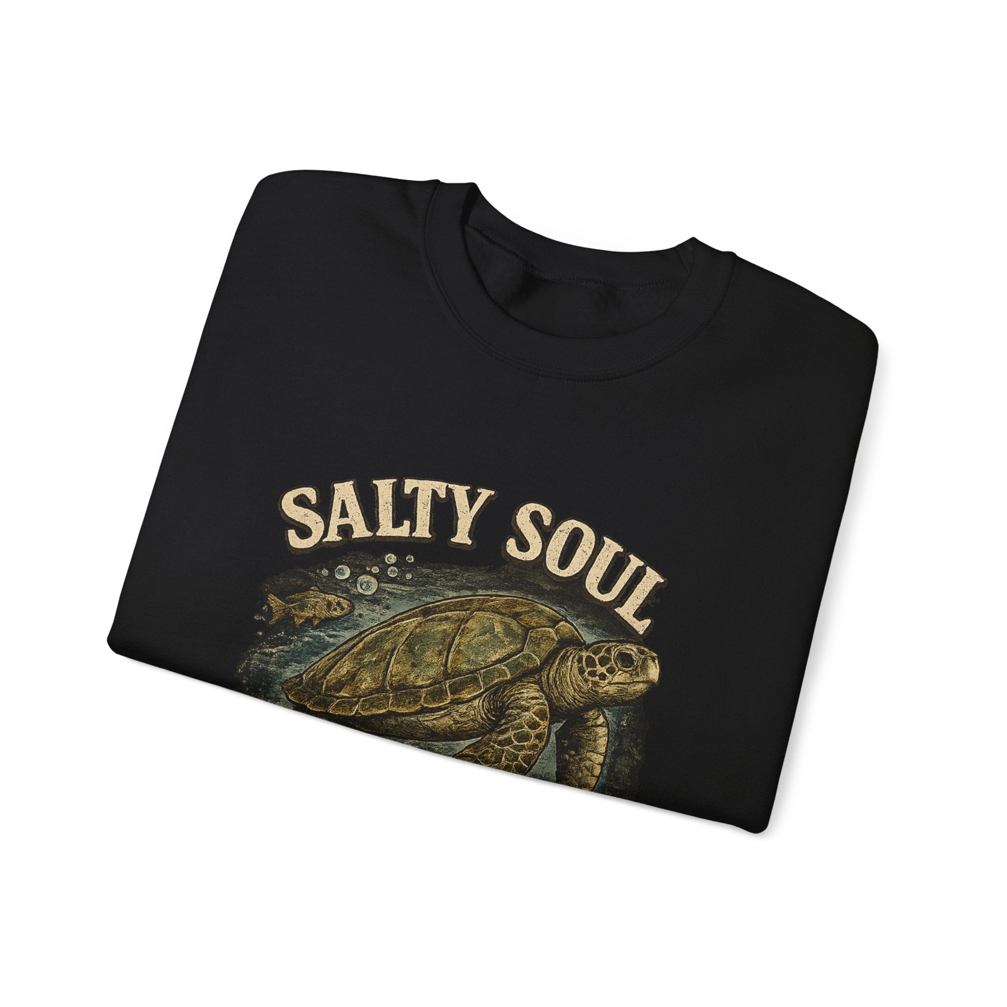 Sea Turtle Crewneck Sweatshirt - "Salty Soul Ocean Bound" Vintage Coastal Pullover