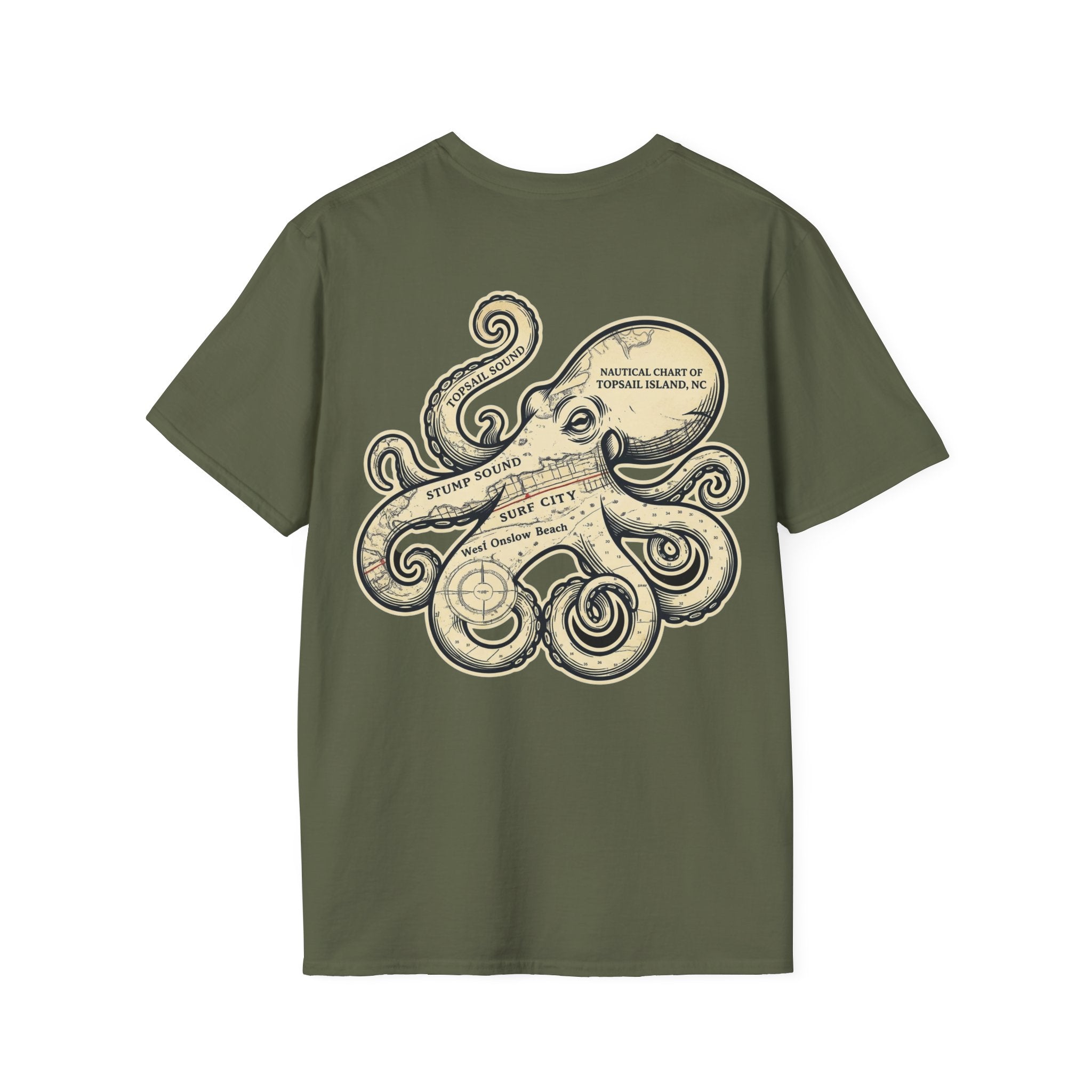 The Kraken of Topsail Vintage Nautical Chart T-Shirt