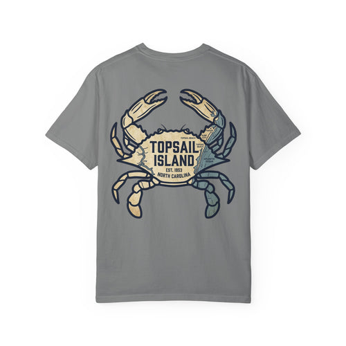Topsail Island Crab Graphic T-Shirt — Coastal Anchor Chest Logo